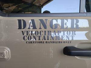 Danger Velociraptor Containment Decal Set!