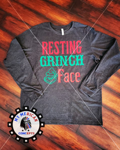 Resting Grinch Face long-Sleeve Unisex Shirt!