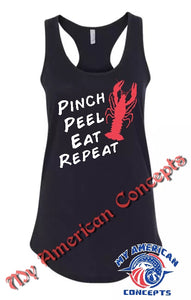 "Pinch, Peel, Eat, Repeat" Crawfish- Unisex T-Shirt!!