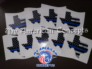Back the Blue Texas Flag Decals