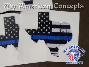 Back the Blue Texas Flag Decals