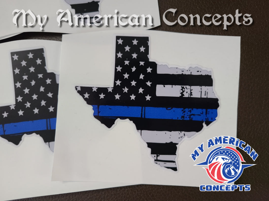 Back the Blue Texas Flag Decals